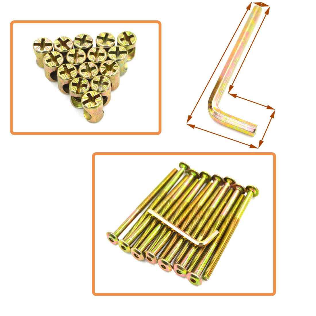 Socell M6 x Zinc Plated Hex Drive Socket Cap Furniture Barrel Screws Bolt Nuts Assortment Kit for Furniture Cots Beds Crib Hardware Screws - MT - Mrs Treak