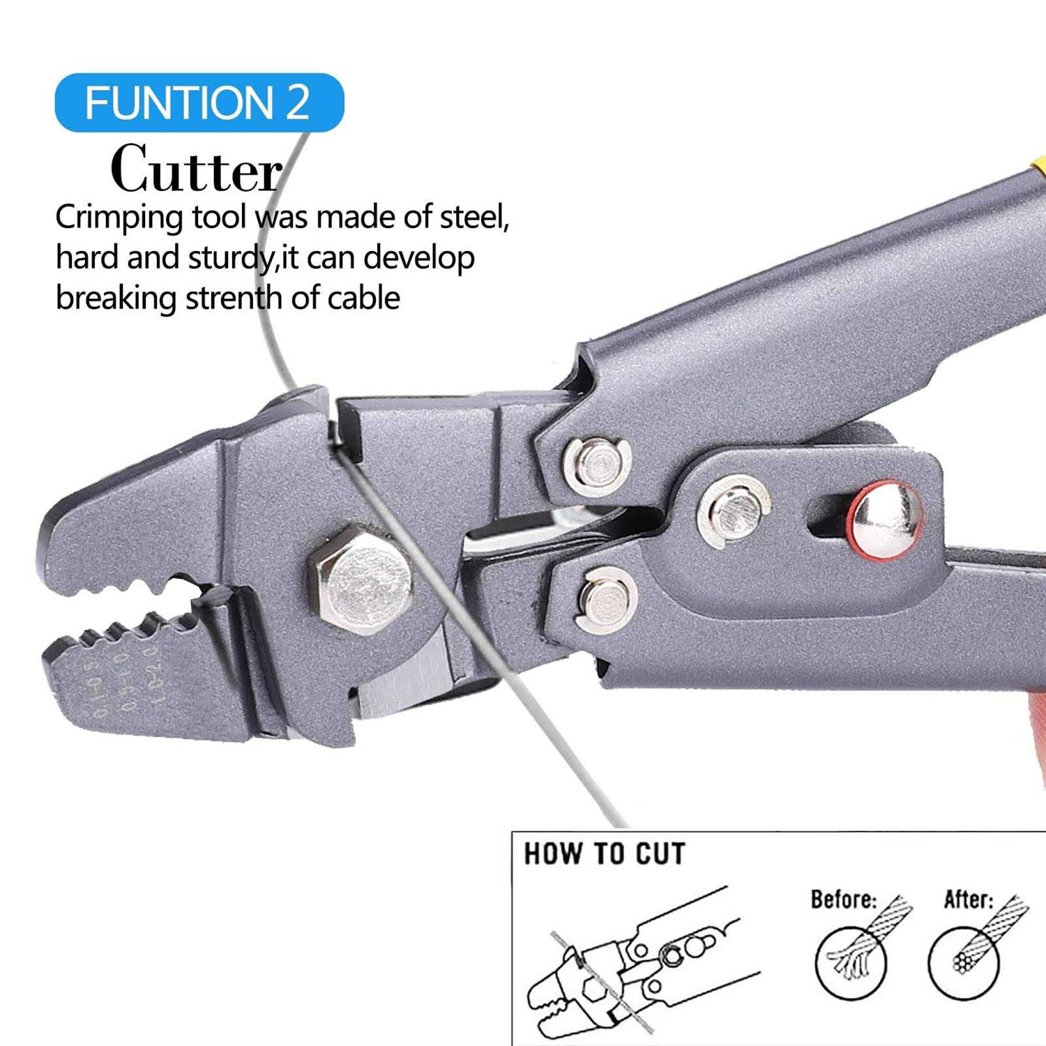 Wire Rope Crimping Tool Kit with 1/16-304 Stainless Steel Cable 165 ft - MT - Mrs Treak