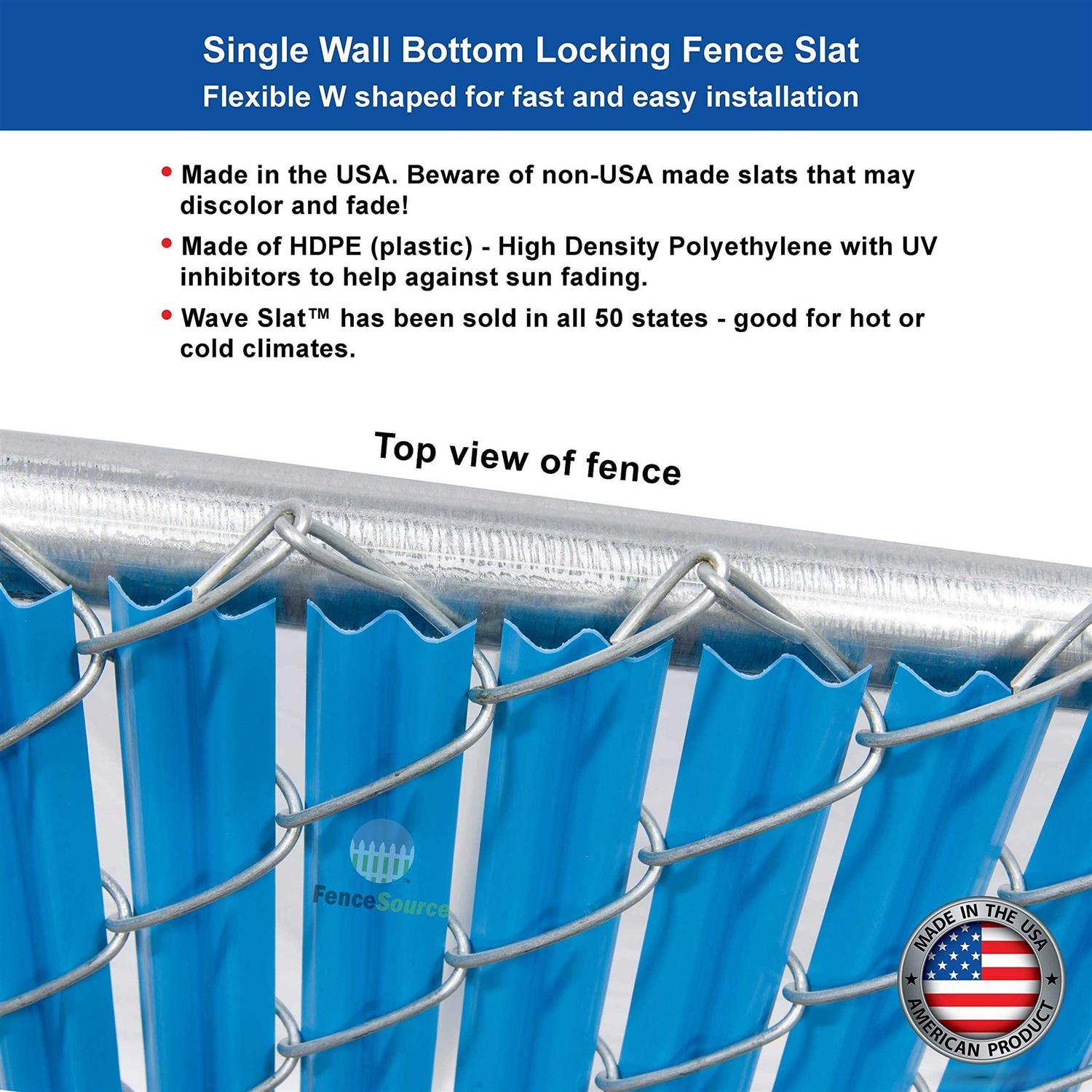 Fencesource Wave Slat Single Wall Bottom Locking Privacy Slat for 4 5 6 7 and 8 Chain Link Fence - MT - Mrs Treak