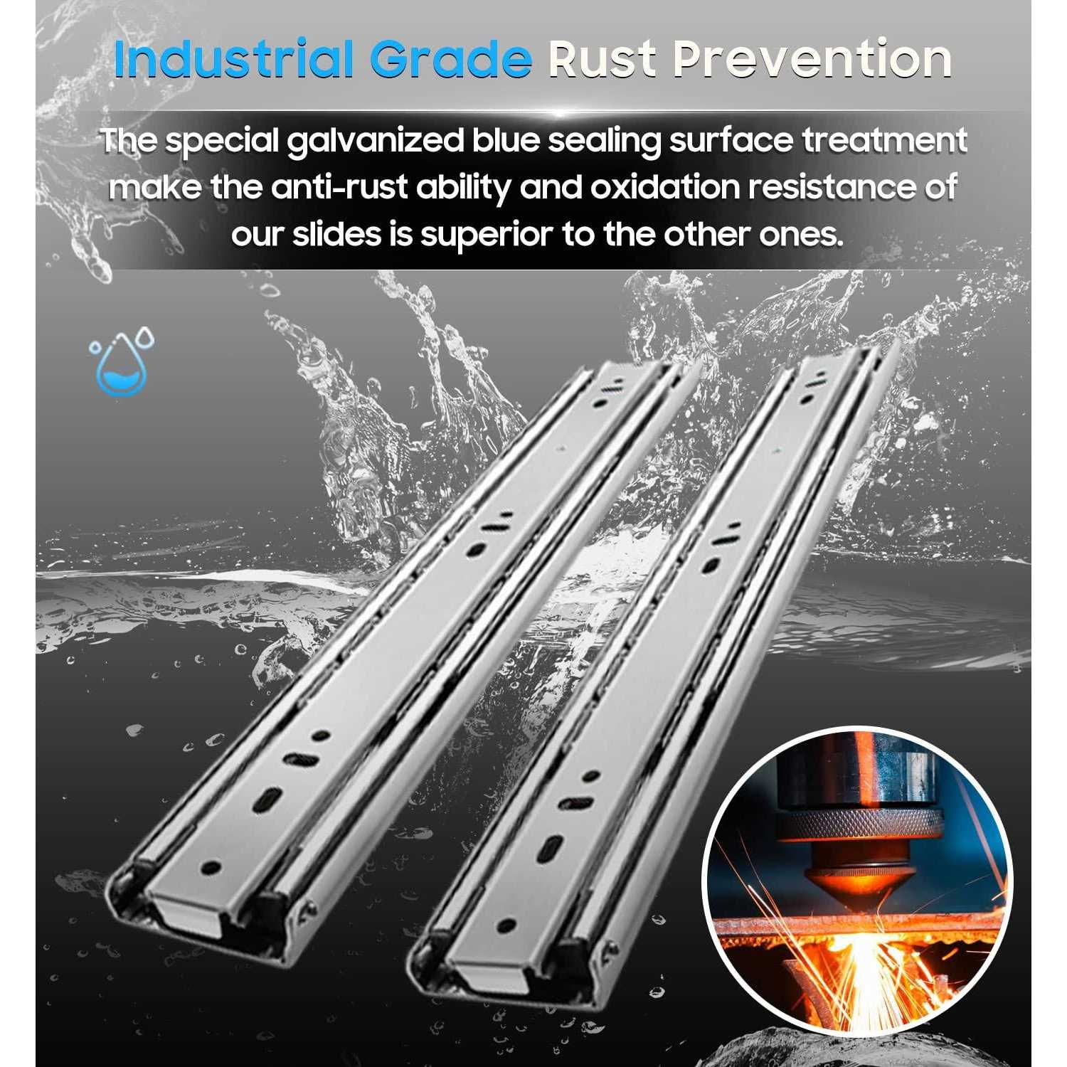 YENUO Heavy Duty Drawer Runners Slides with Lock 400 500 600 700 800 900 1000 Full Extension Ball Bearing Rails - MT - Mrs Treak