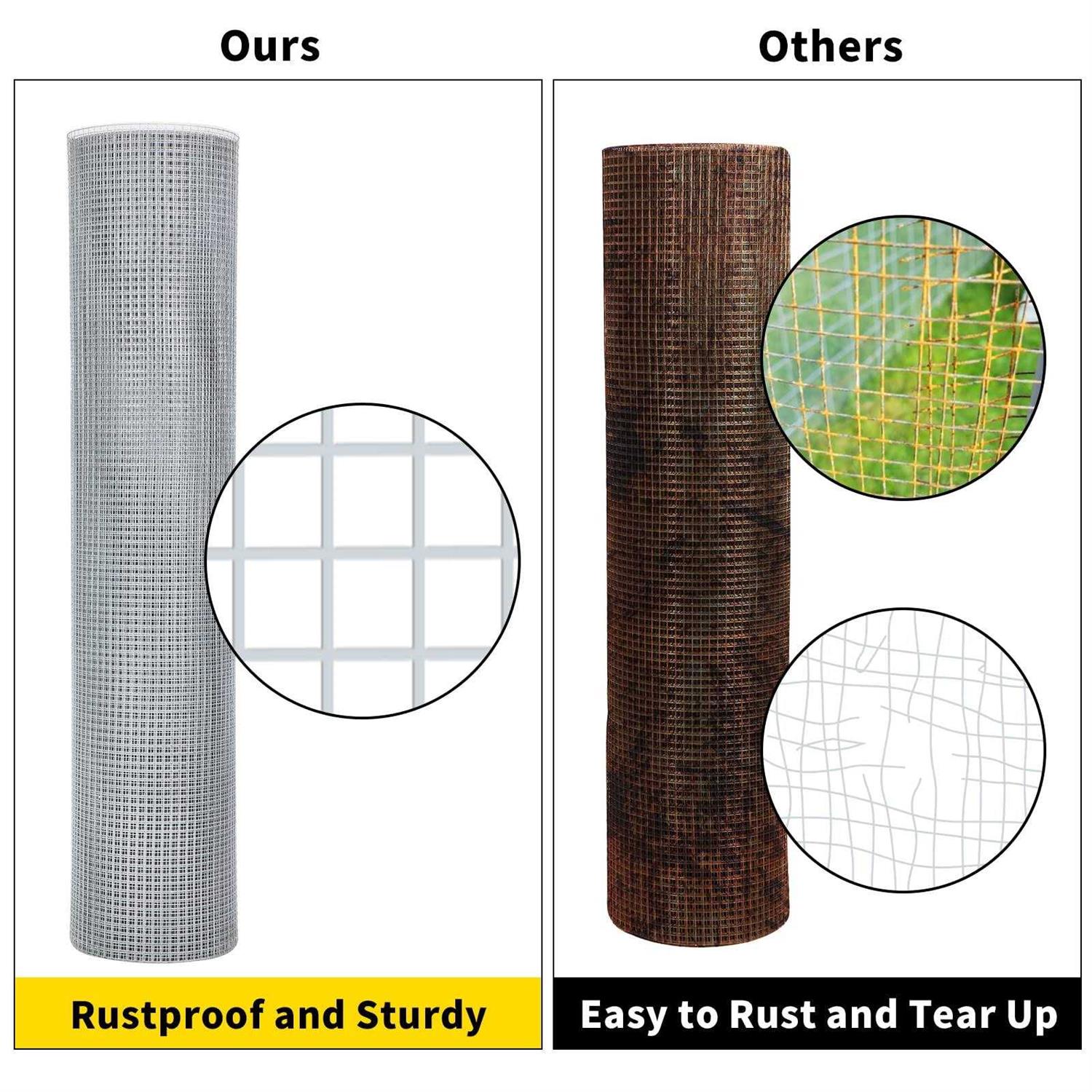 DWALE Hardware Cloth Chicken Wire Mesh Galvanized Wire Mesh 19 Gauge Heavy Duty Galvanized Wire Fence Chicken Fence for Chicken Poultry Coop - MT - Mrs Treak