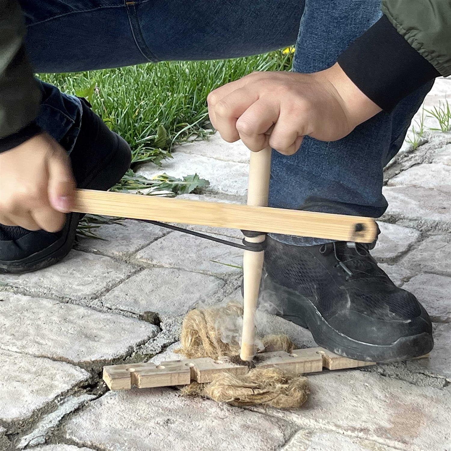 SXTL Flat Head Bow Drill Fire Starter Kit Outdoor Survival Tool Friction Fire Starter 2 - MT - Mrs Treak