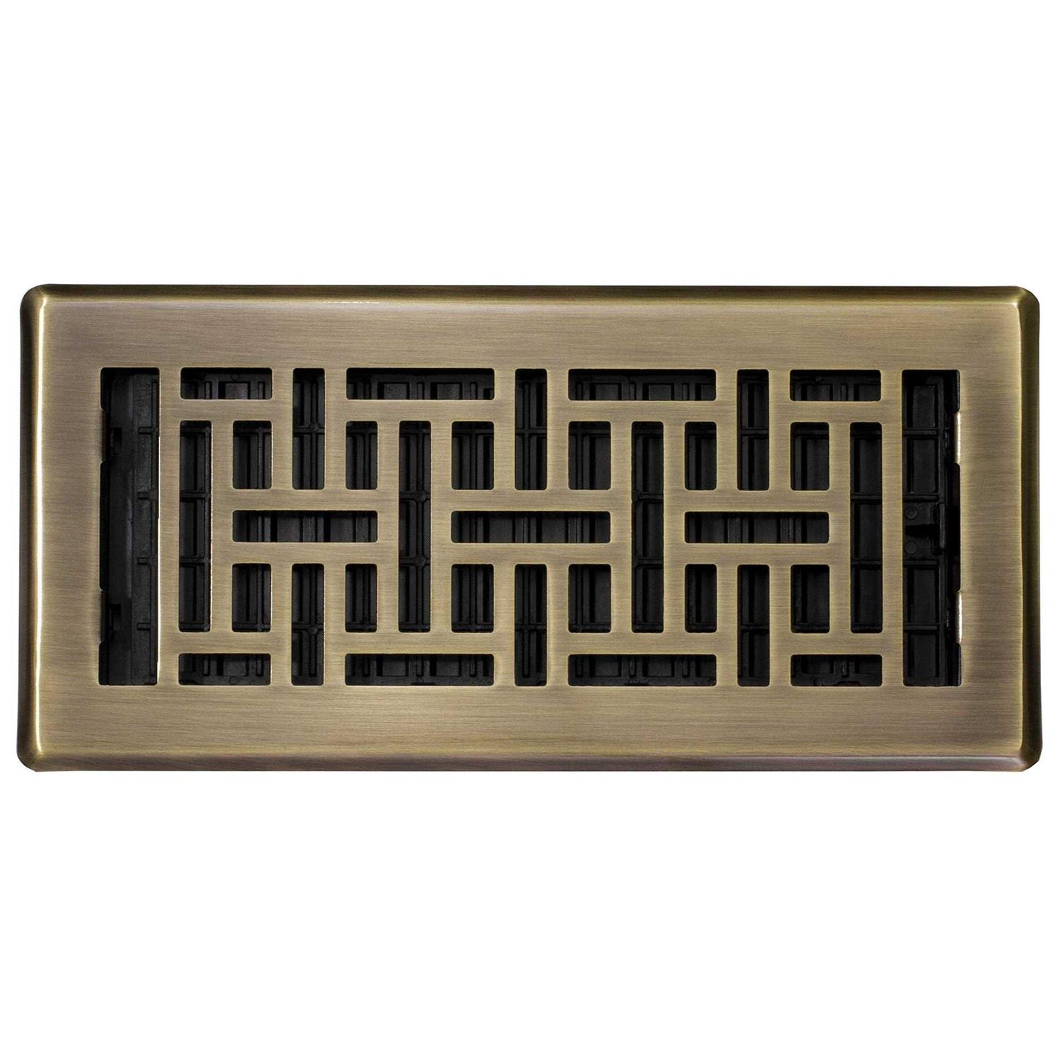 Decor Grates 4 in. x 10 in. Oriental Steel Plated Floor Register - MT - Mrs Treak