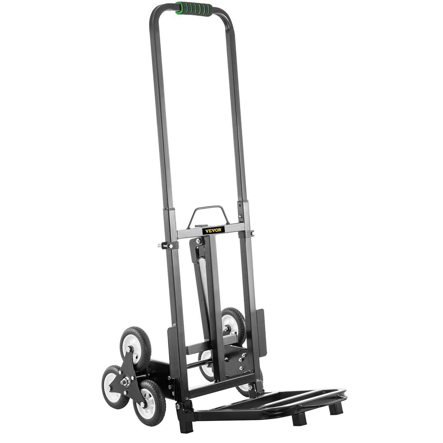 VEVOR Stair Climbing Cart Foldable Hand Truck 375 lbs Capacity w/ Backup Wheels - MT - Mrs Treak
