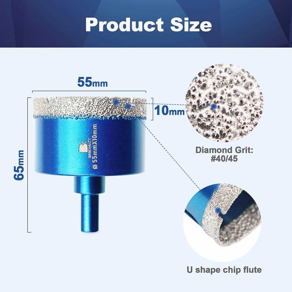 Dry Diamond Core Drill Bit Set,BRSCHNITT 2 Diamond Hole Saw Core Drill Bit with Triangle Shank for Porcelain Tile Ceramic Stone - MT - Mrs Treak