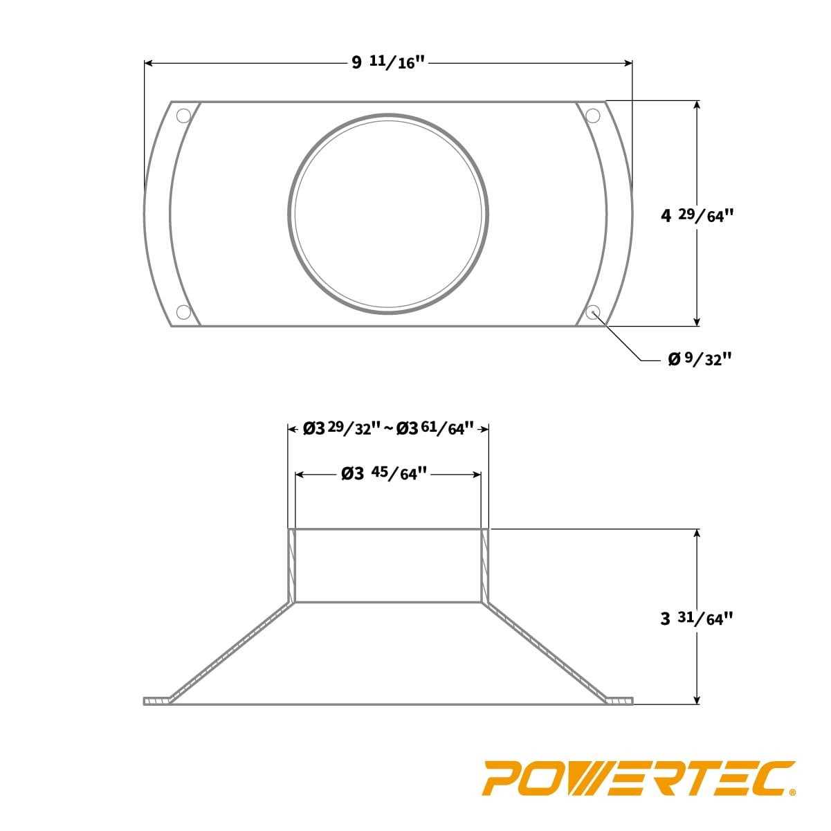 POWERTEC 70145 4-Inch to 3-Inch Reducer - MT - Mrs Treak