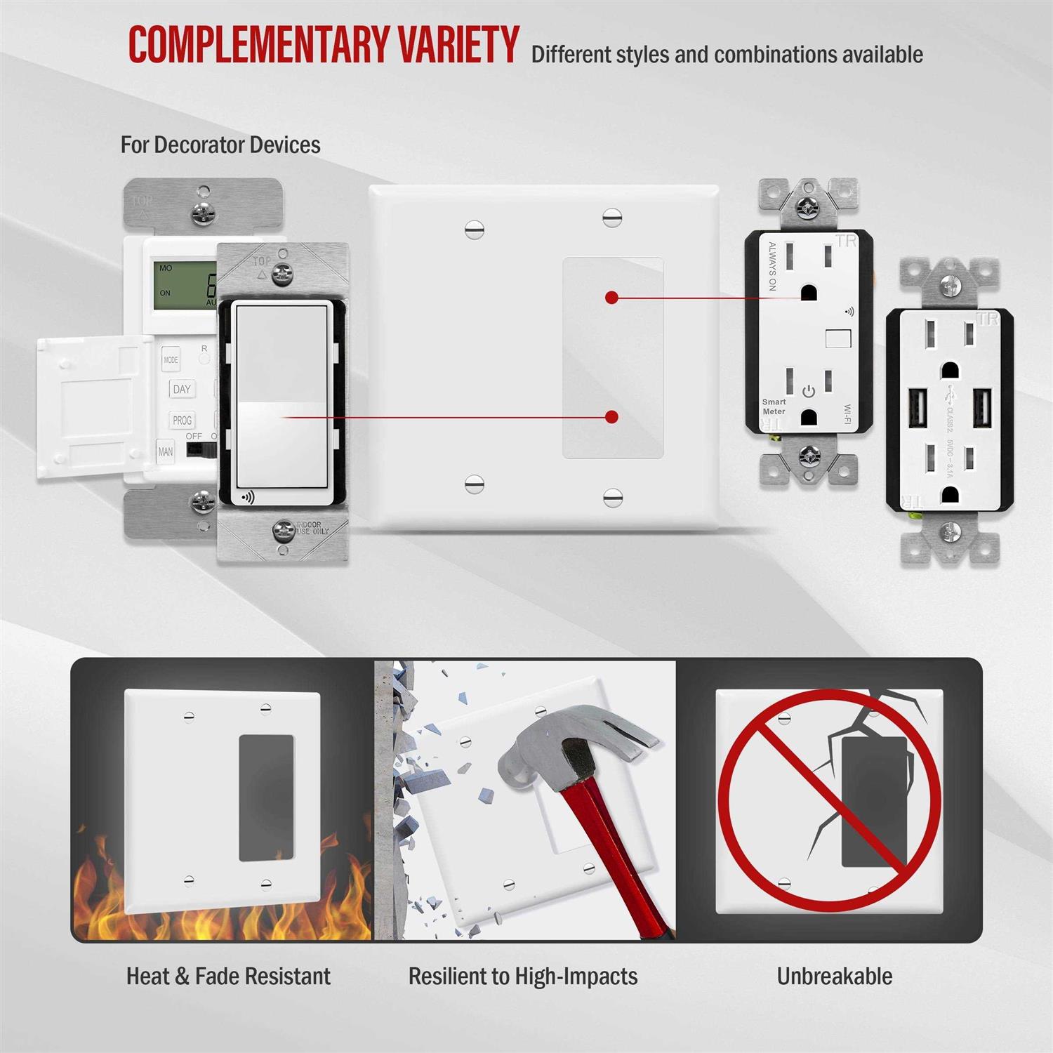 Enerlites 15 Amp Single Pole Toggle Switch w/ Tamper Resistant Receptacle 62150-TR-W - MT - Mrs Treak