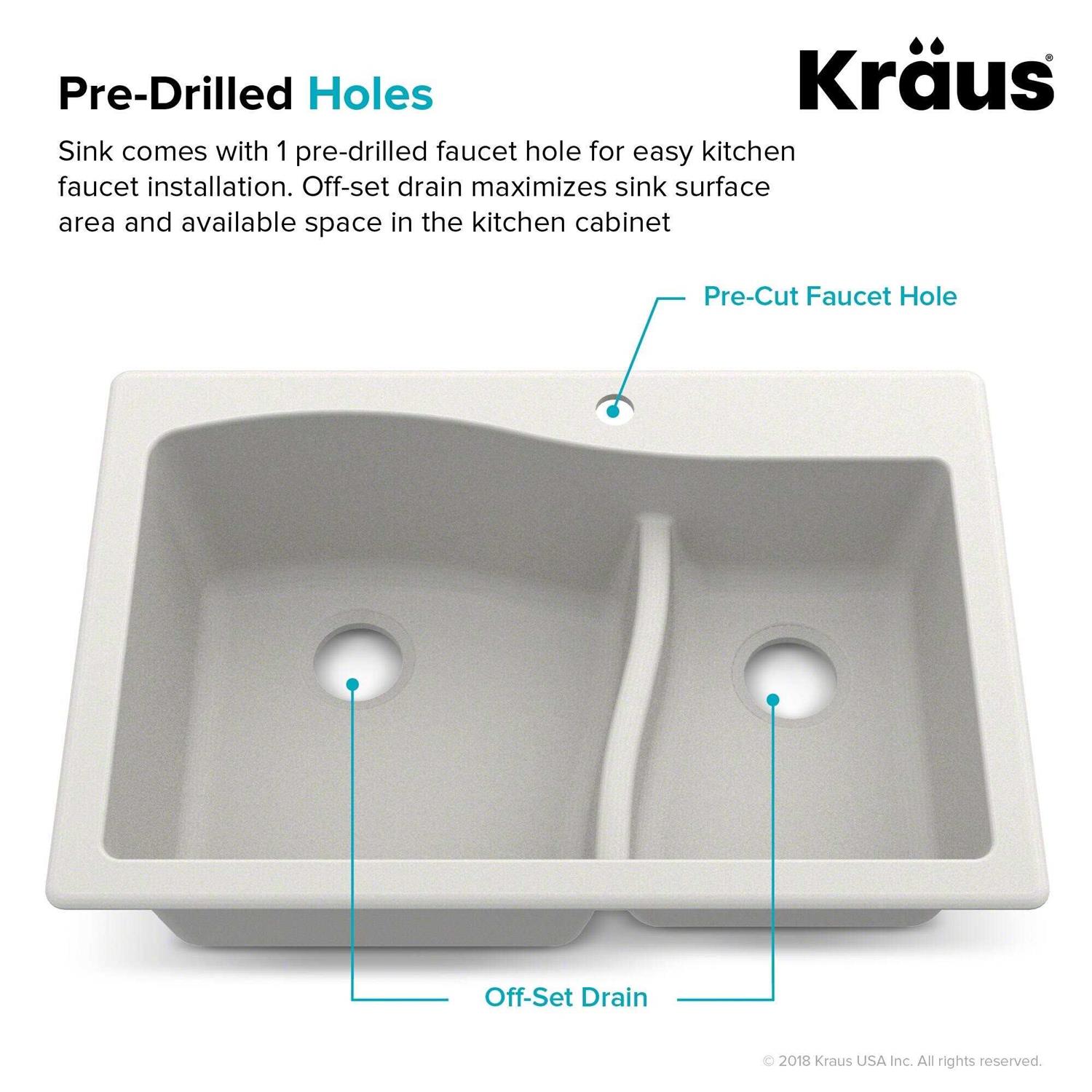 Kraus Quarza 25 Dual Mount Single Bowl Granite Kitchen Sink KGD-441 - MT - Mrs Treak