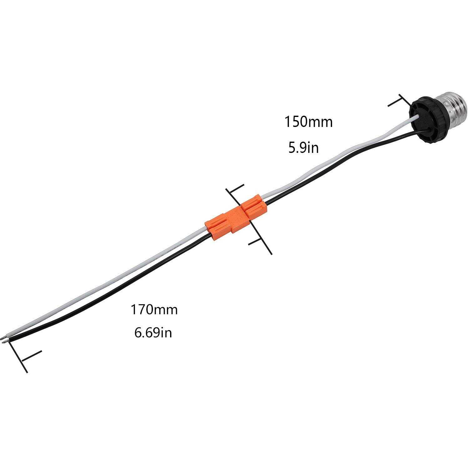 Longdex 12pcs Lamp Base Waterproof Black Pigtail Lamp Holder Socket 250V 6A - MT - Mrs Treak