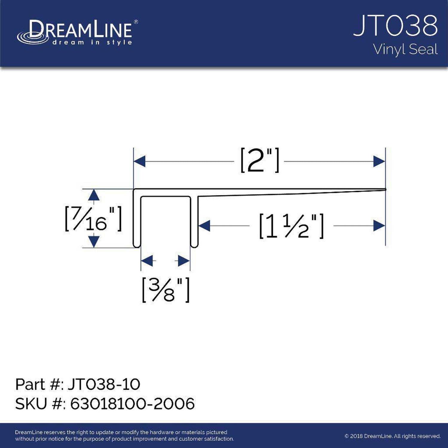 DreamLine Vinyl Seal Door Sweep 63018100 - MT - Mrs Treak