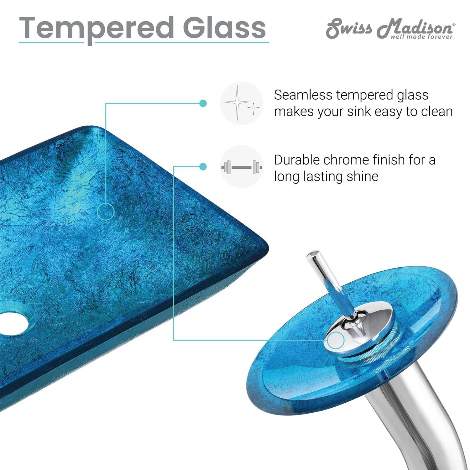 Swiss Madison Cascade 16.5 Color Glass Vessel Sink with Faucet SM-VSF258 - MT - Mrs Treak