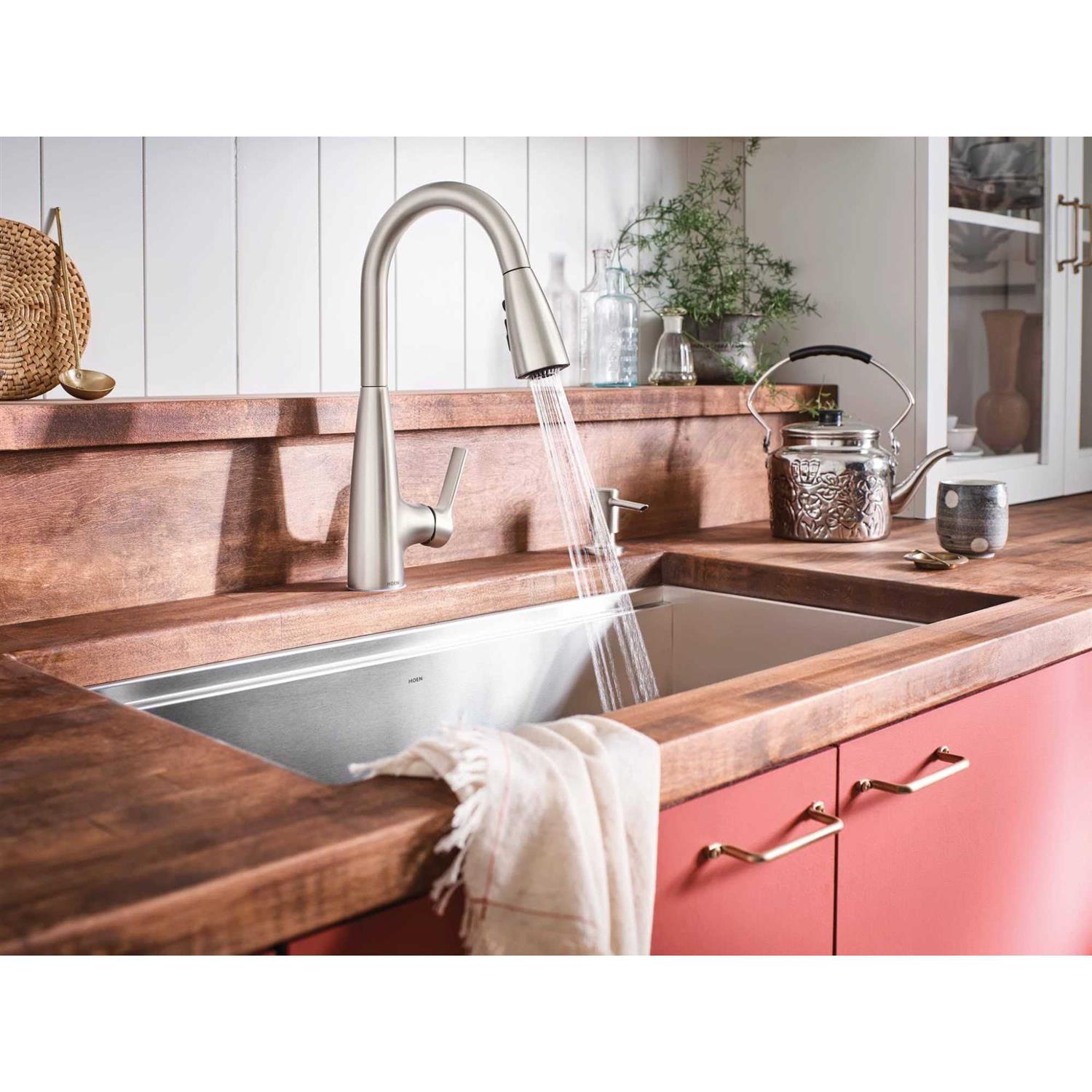 Moen 87233EWBL Adler MotionSense Wave Single Handle Pulldown Kitchen Faucet with Power Clean Technology Finish - MT - Mrs Treak