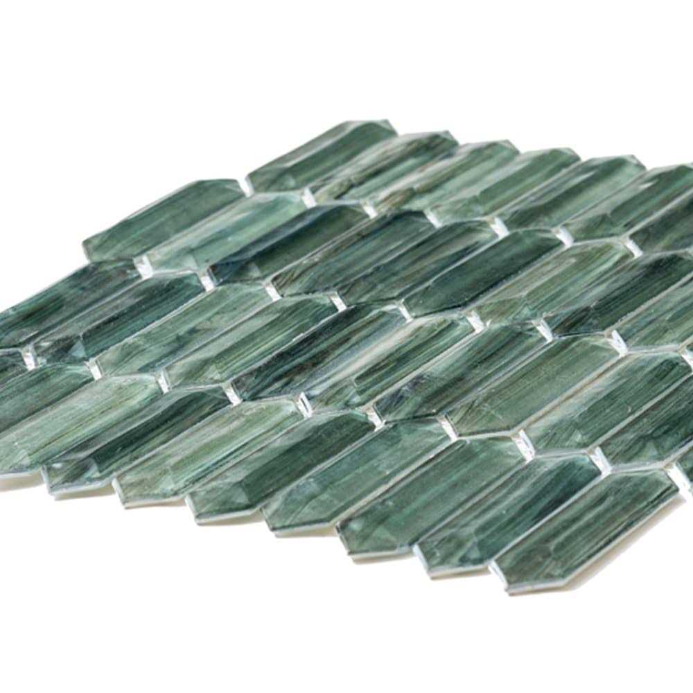 The Tile Life Seaglass Picket 14 X 12 Glass Mosaic Wall Tile - MT - Mrs Treak
