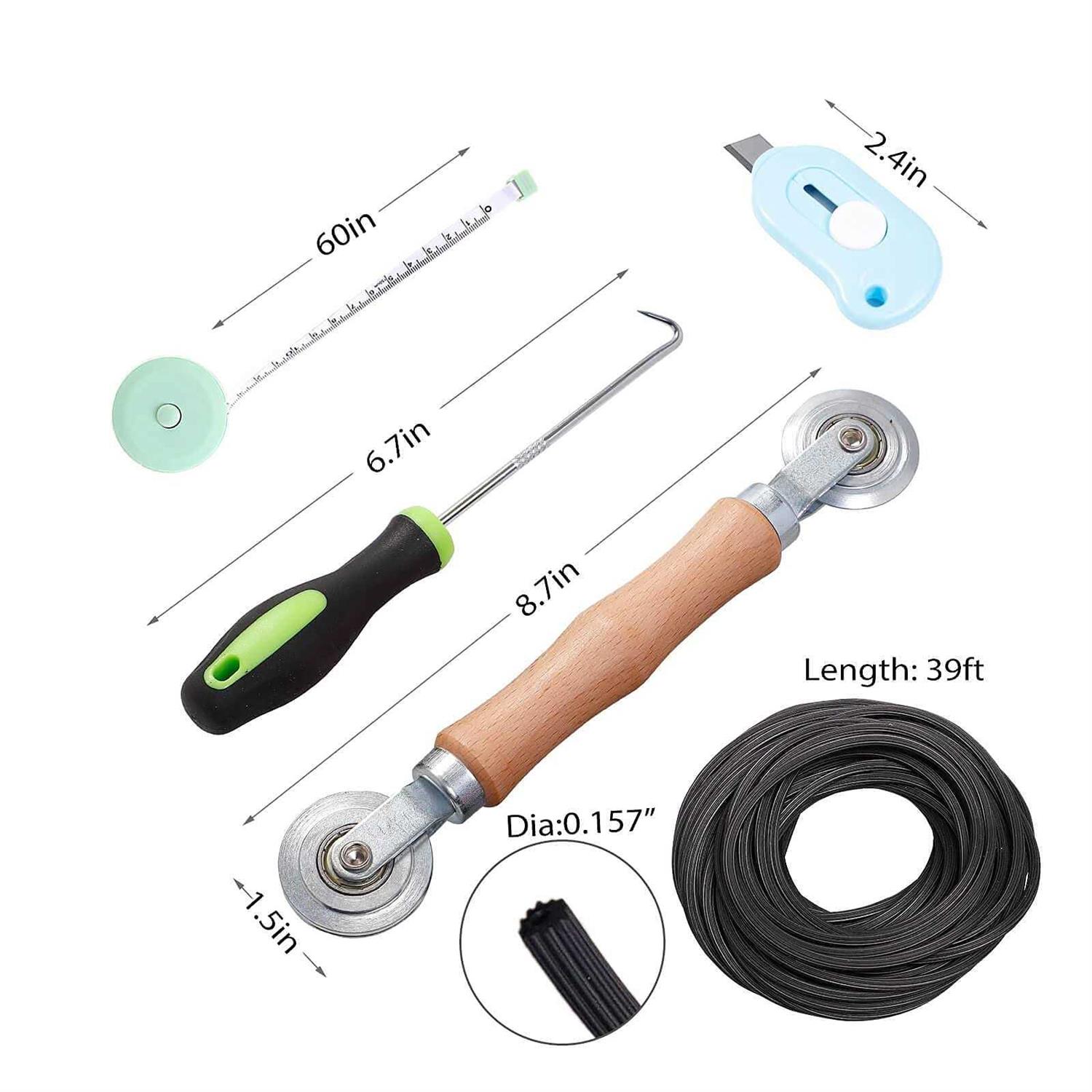 Windows Screen and Screen Door Repair Kit 48×118 Charcoal Fiberglass Mesh with Rolling Tool/Hook/Ruler/Cutter/Spline - MT - Mrs Treak