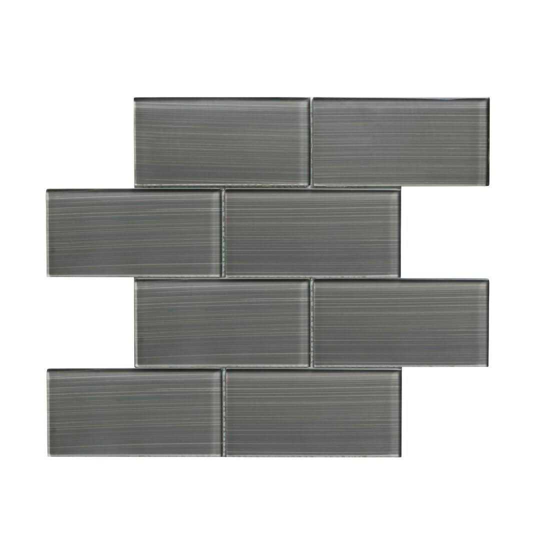 WS Tiles Hand Painted 3 in. x 6 in. Glass Subway 12 in. x 12 in. Mesh-Backed Wall Tile WST - MT - Mrs Treak