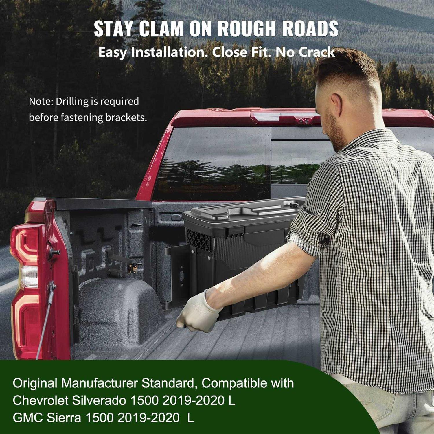 VEVOR Truck Bed Storage Box Lockable Lid Waterproof ABS Wheel Well Tool Box 6.6 Gal/20 L - MT - Mrs Treak