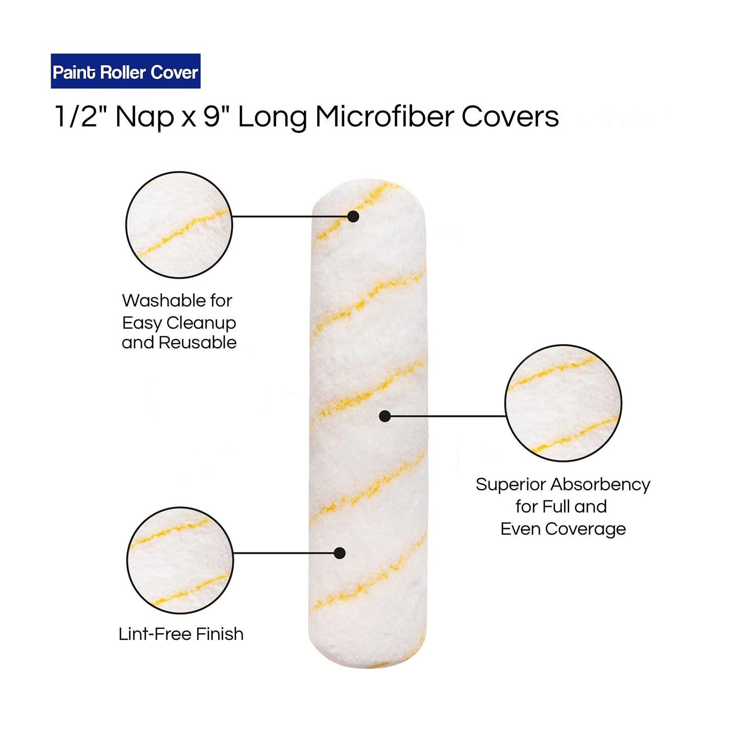 Pro Grade Paint Roller Covers 1/2 X 9 Inch Microfiber - MT - Mrs Treak