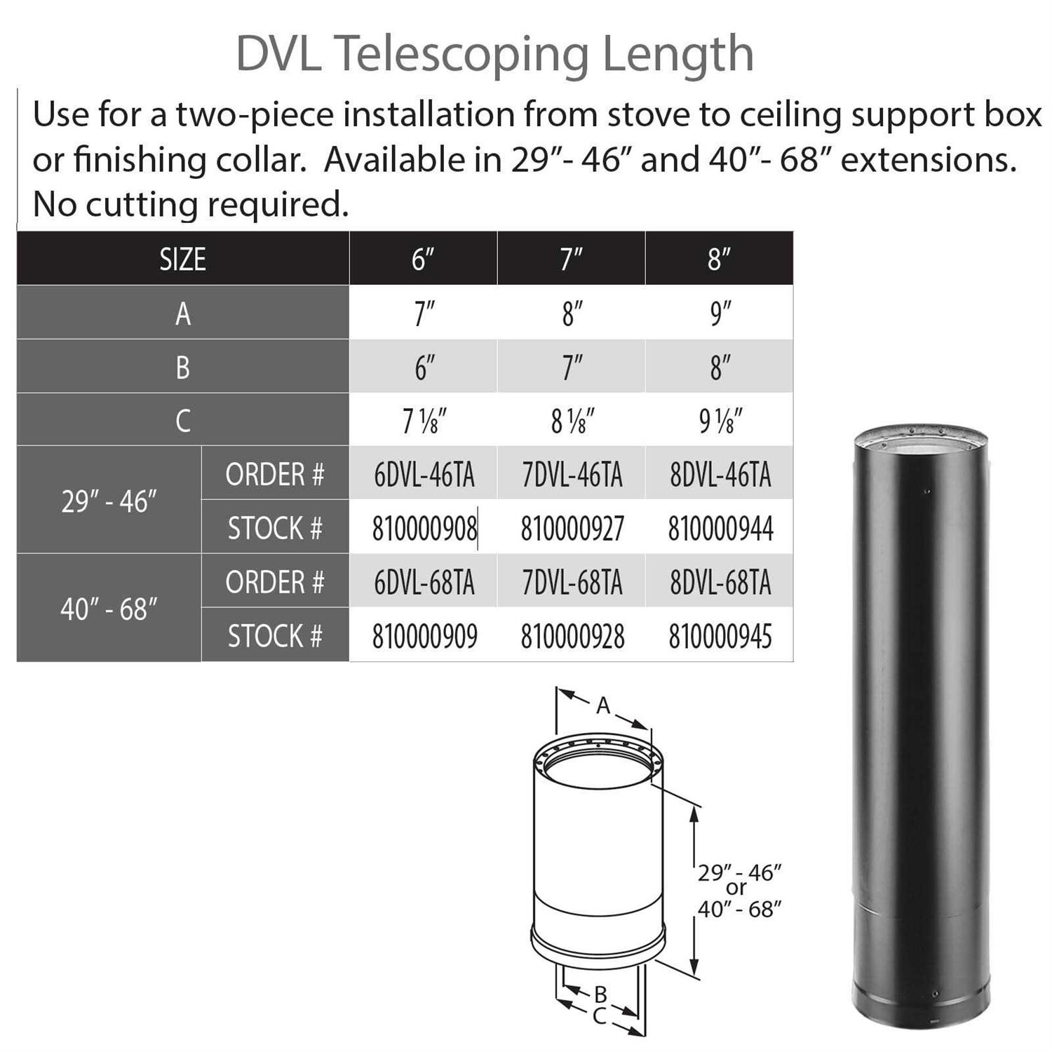 Duravent Dvl Telescoping Length - MT - Mrs Treak