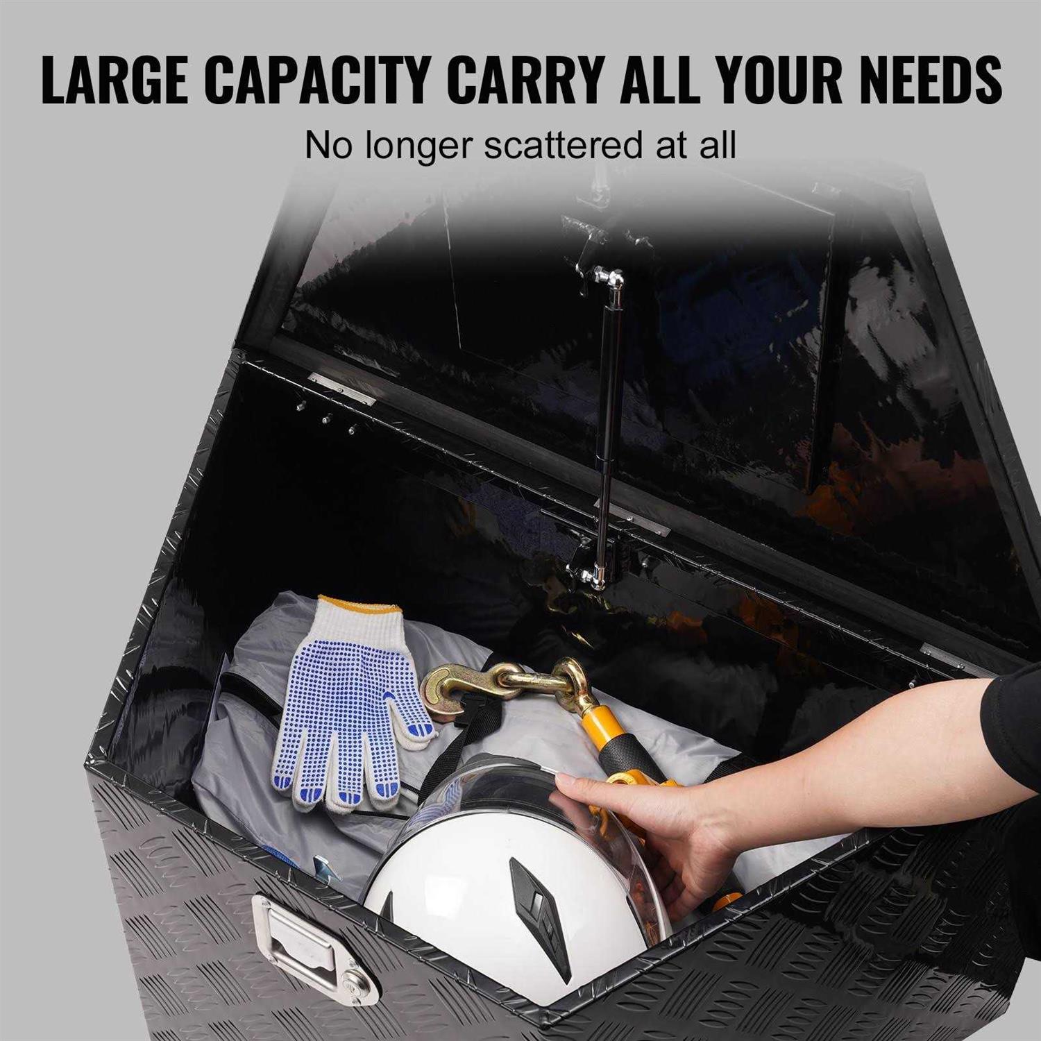 VEVOR Trailer Tongue Box, Aluminum Alloy Diamond Plate Tongue Box Tool Chest, Heavy Duty Trailer Box Storage with Lock and Keys - MT - Mrs Treak