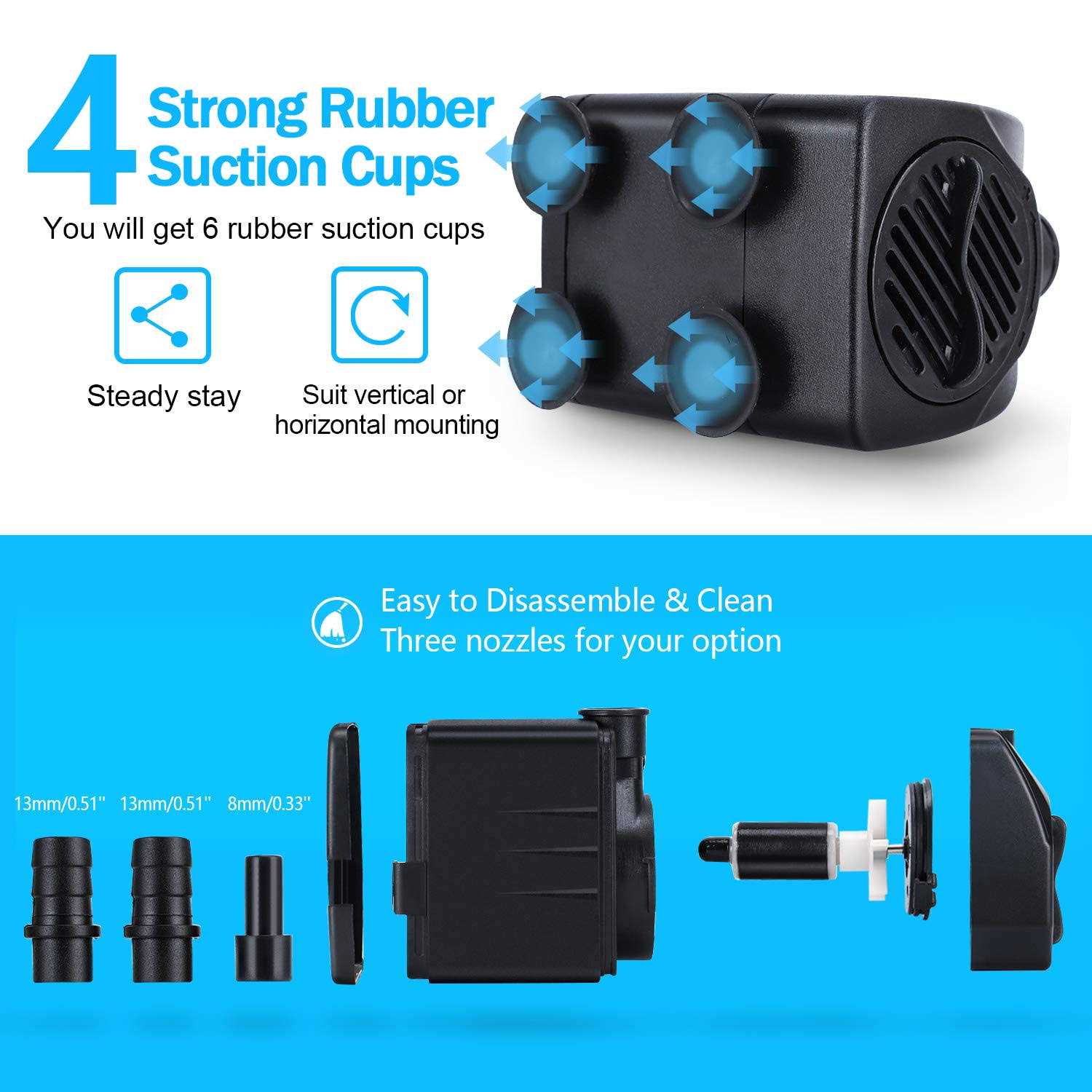 Cwkj Fountain Pump 80gph Water Fountain Pump - MT - Mrs Treak