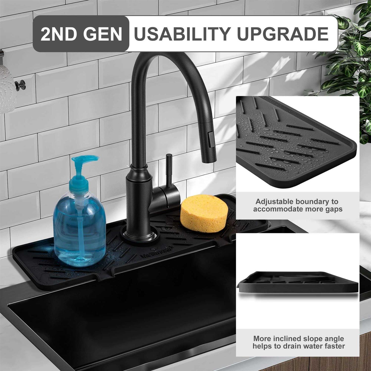 Meiliweser Silicone Sink Splash Guard Gen 2 Slope Upgraded Faucet Mat - MT - Mrs Treak