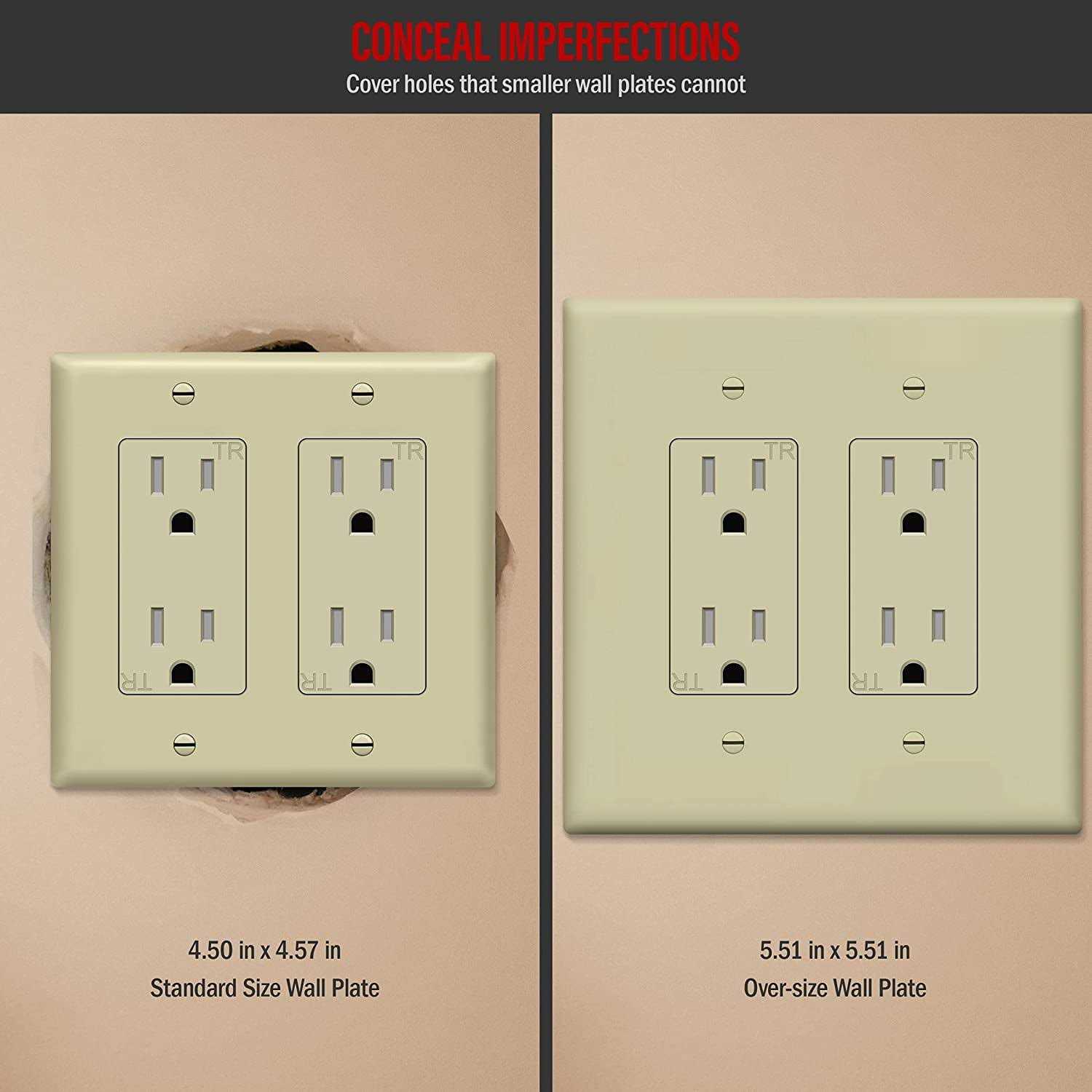 Enerlites Double Decorator Switch Cover Two Gang Outlet Wall Plate 8832 - MT - Mrs Treak