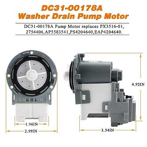 New upgrade DC31-00178A PX3516-01 Washer Drain Pump Motor by Techecook - MT - Mrs Treak