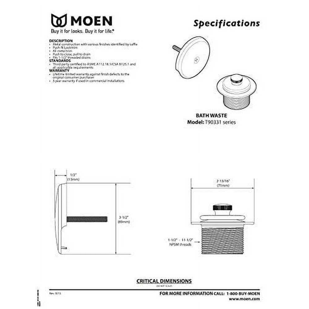 Moen Tub Drain 90480 - MT - Mrs Treak