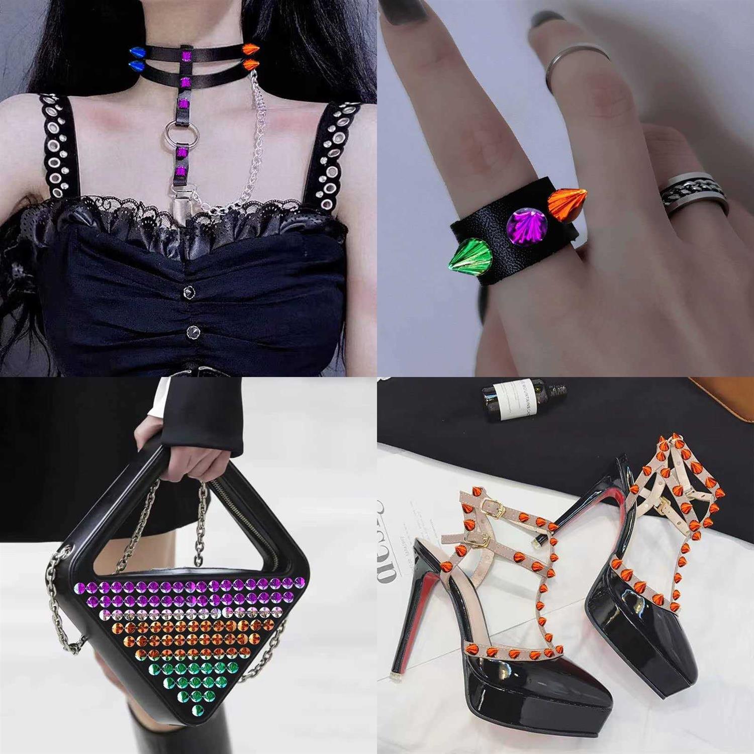 Yhsheen 1 Yard Sew Stitch On Spike Stud Rivet Flat-Back Punk Rock Trim Ribbon mesh Bead Craft - MT - Mrs Treak