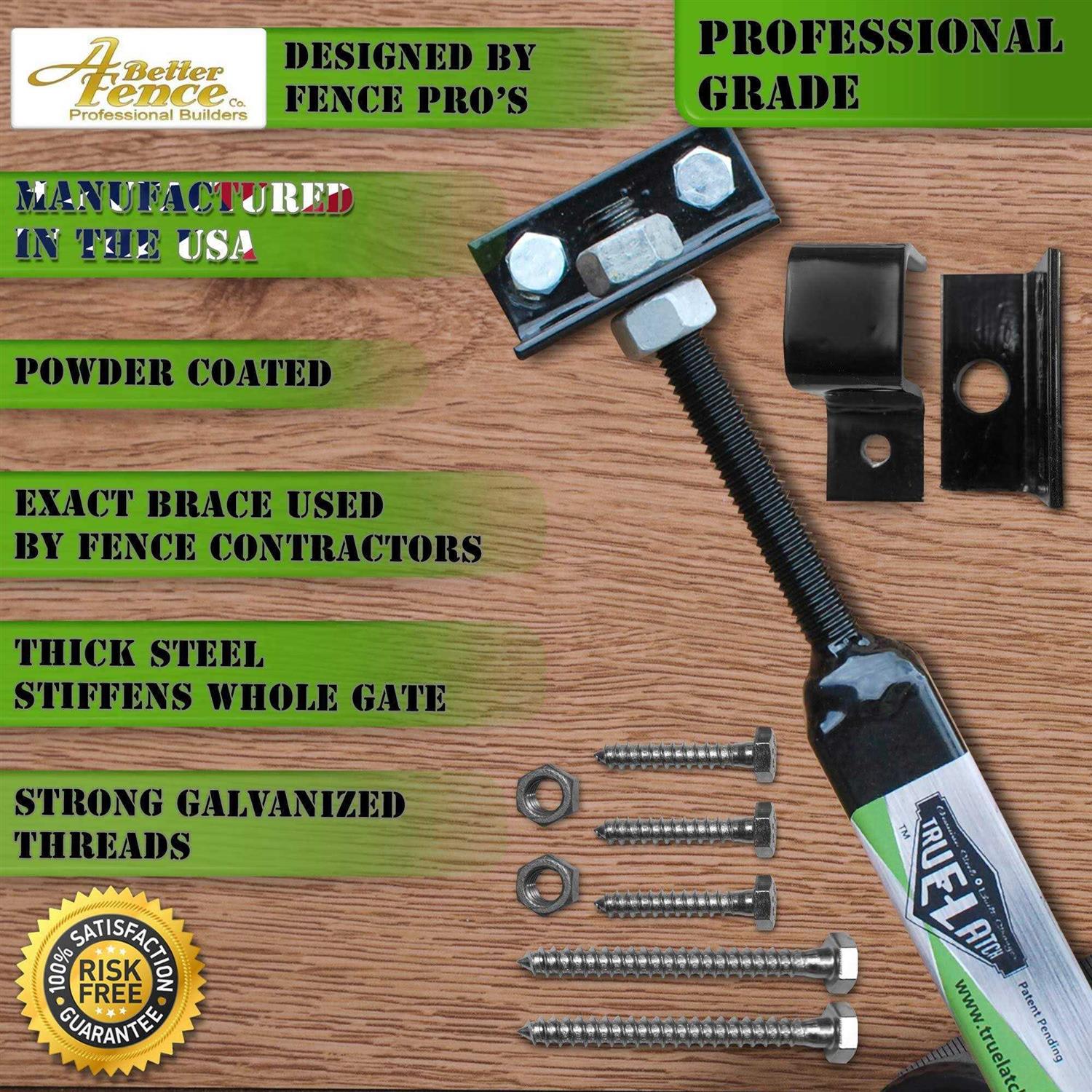 True Latch Telescopic Gate Brace Wood Privacy Fence Anti Sag Gate Kit - MT - Mrs Treak