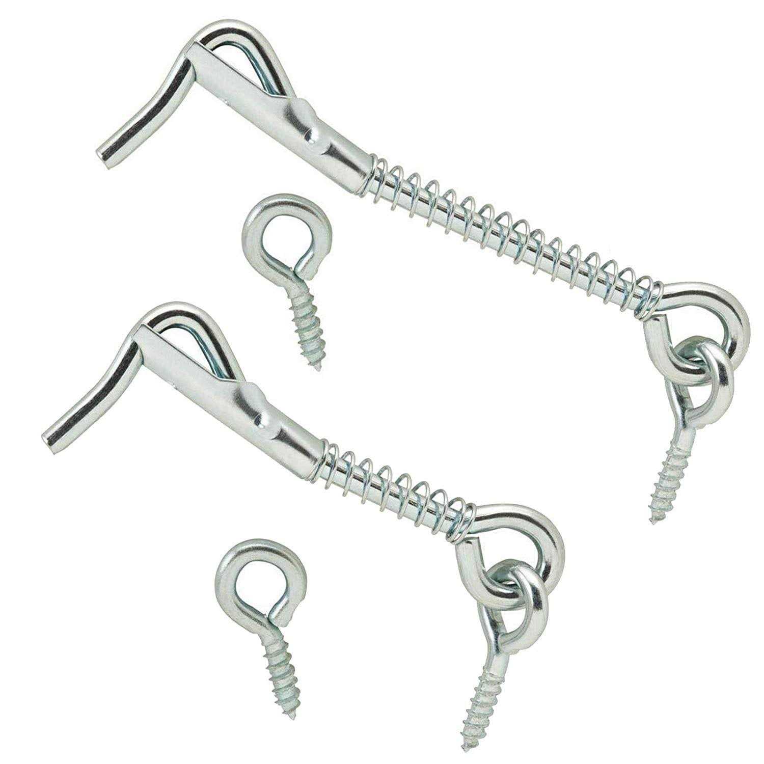 Wideskall Zinc Plated Wire Gate Hook and Eye Latch with Spring Lock - Mrs Treak