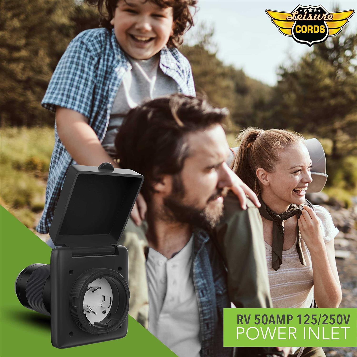 Leisure Rv 125/250v 50 Amp Power Plug Twist Lock Inlet with 3 Stainless Steel Pins - MT - Mrs Treak