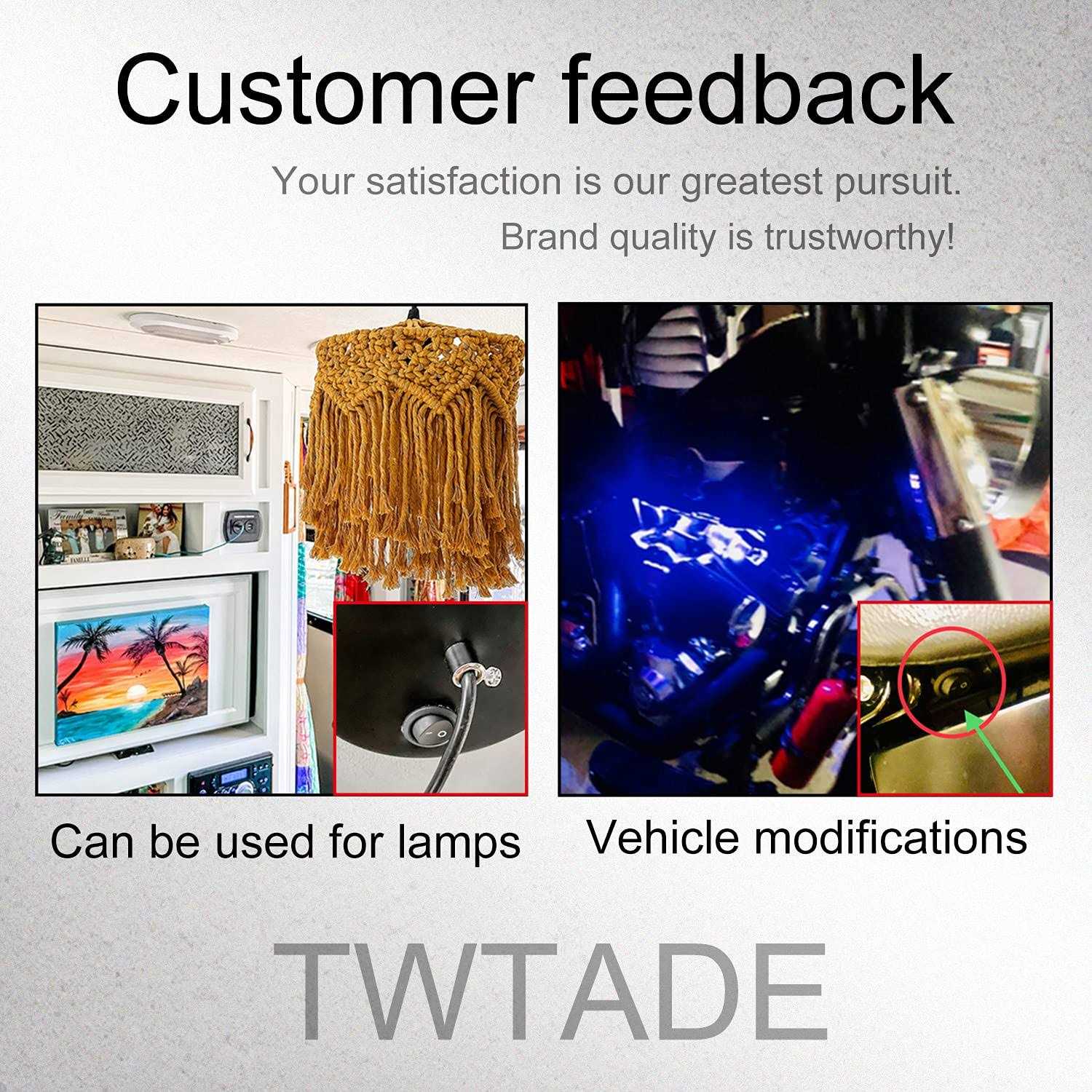 TWTADE 10Pcs Rocker Switch ON/Off 2Pin Latching Square Toggle SPST Switch Snap with Wires KCD1-X-F - MT - Mrs Treak