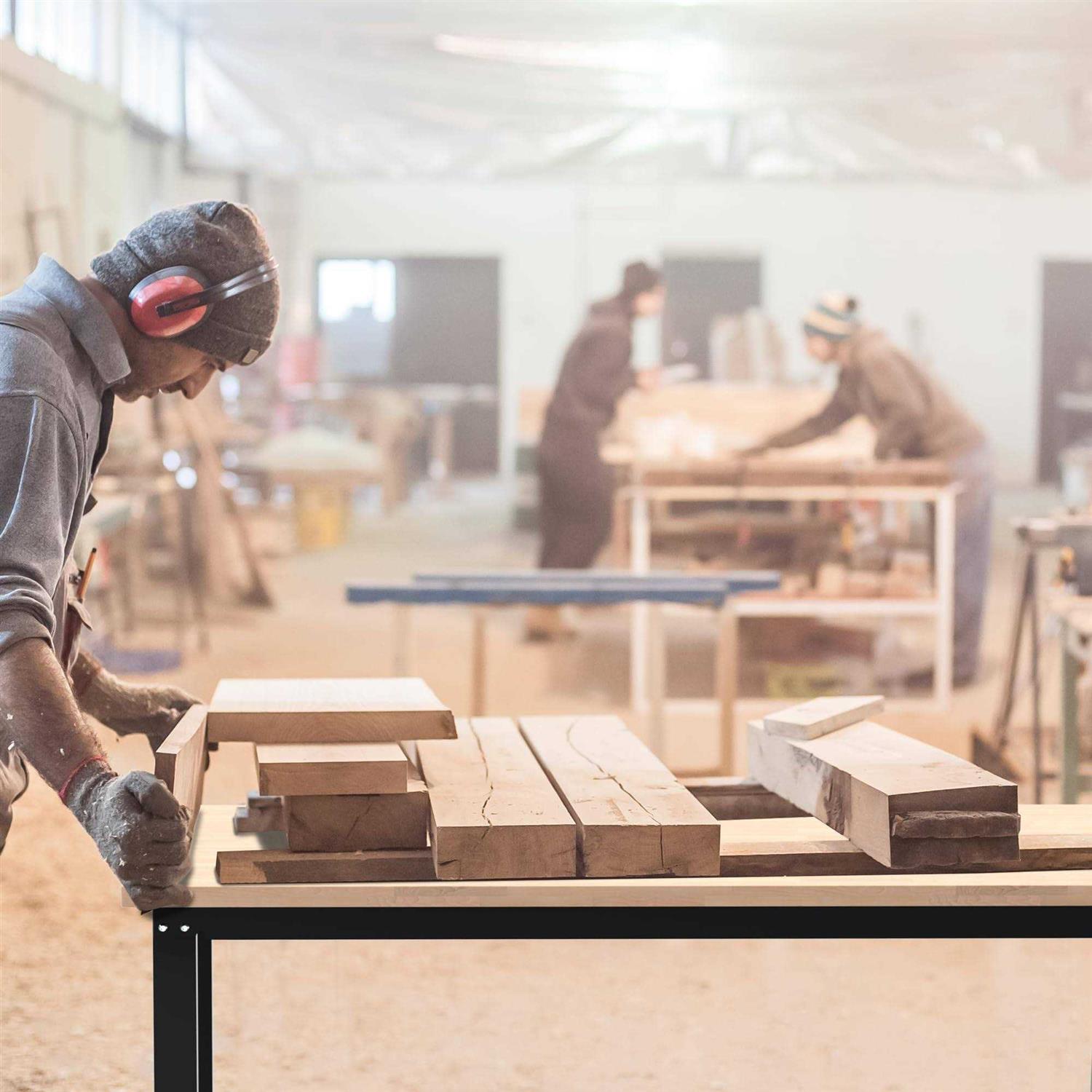 WORKPRO Adjustable Workbench Rubber Wood Top Heavy-Duty Workstation - MT - Mrs Treak