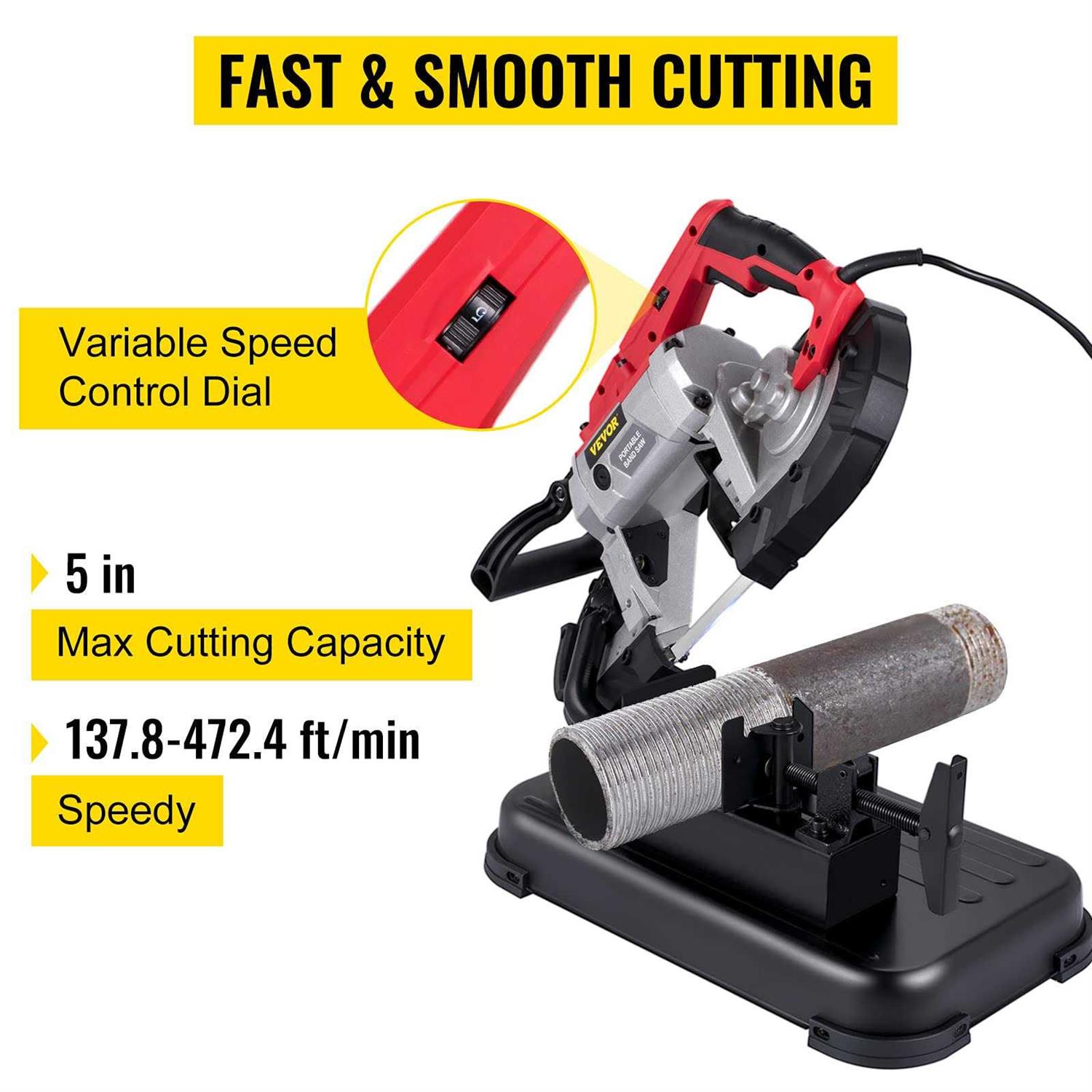 VEVOR Portable Band Saw 110V Removable Alloy Steel Base Cordless Band Saw - MT - Mrs Treak