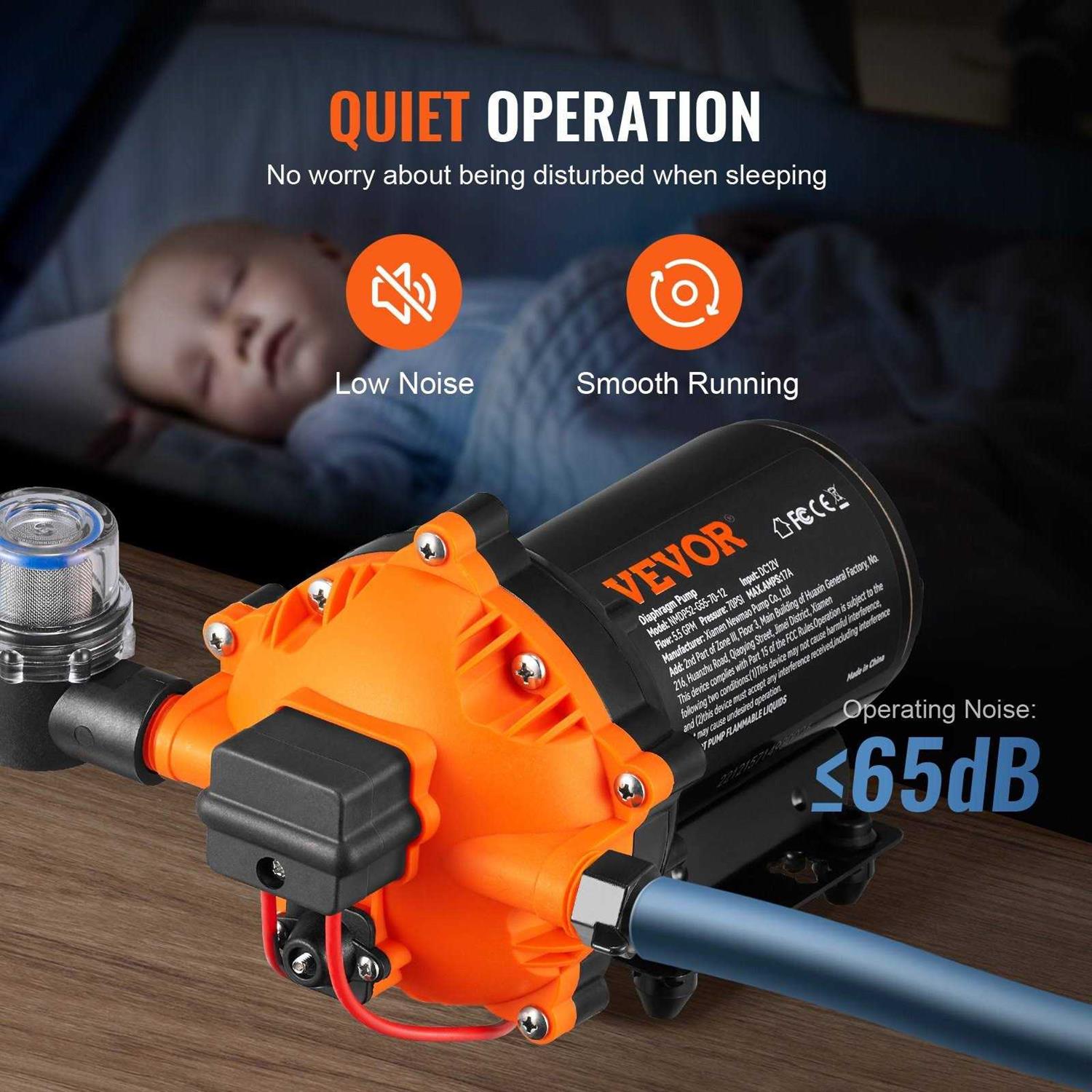 VEVOR 12V Water Pressure Diaphragm Pump Self-Priming Pump 55 PSI 3.5 GPM Boat RV - MT - Mrs Treak