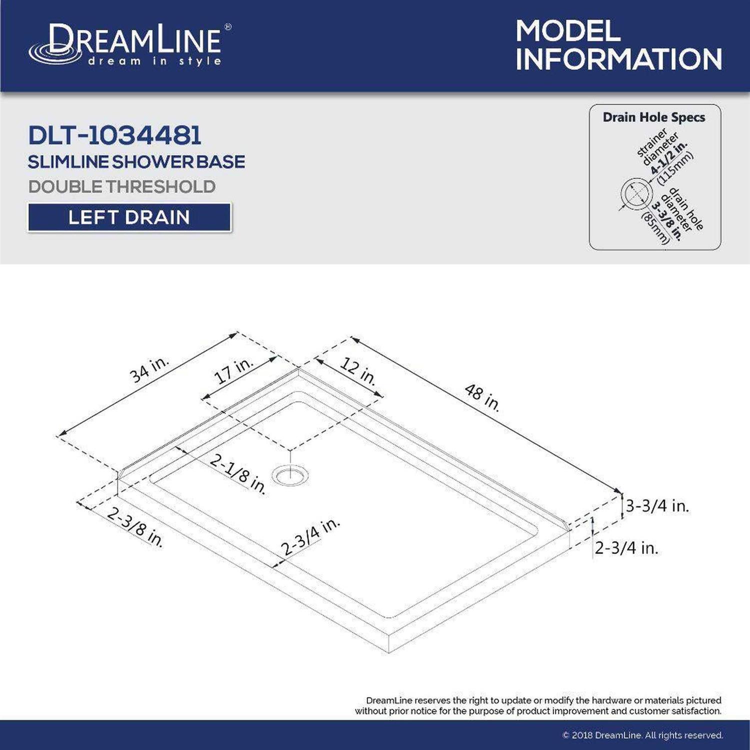 DreamLine SlimLine 48 in.x 32 in. Single Threshold Shower Base DLT-1132480 - MT - Mrs Treak