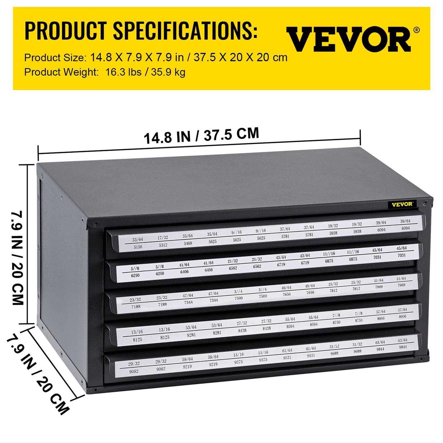 VEVOR Drill Bit Dispenser Cabinet Five-Drawer Drill Bit Dispenser - MT - Mrs Treak