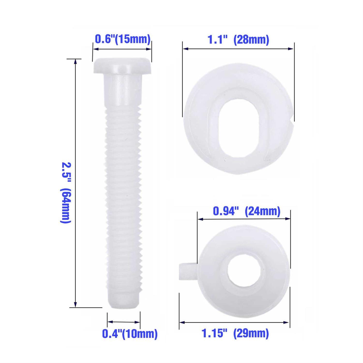 Toilet Seat Screws Toilet Seat Hinges Bolt Expanding Rubber Top Nuts Screw Fixings Fix WC Blind Hole Fittings - MT - Mrs Treak