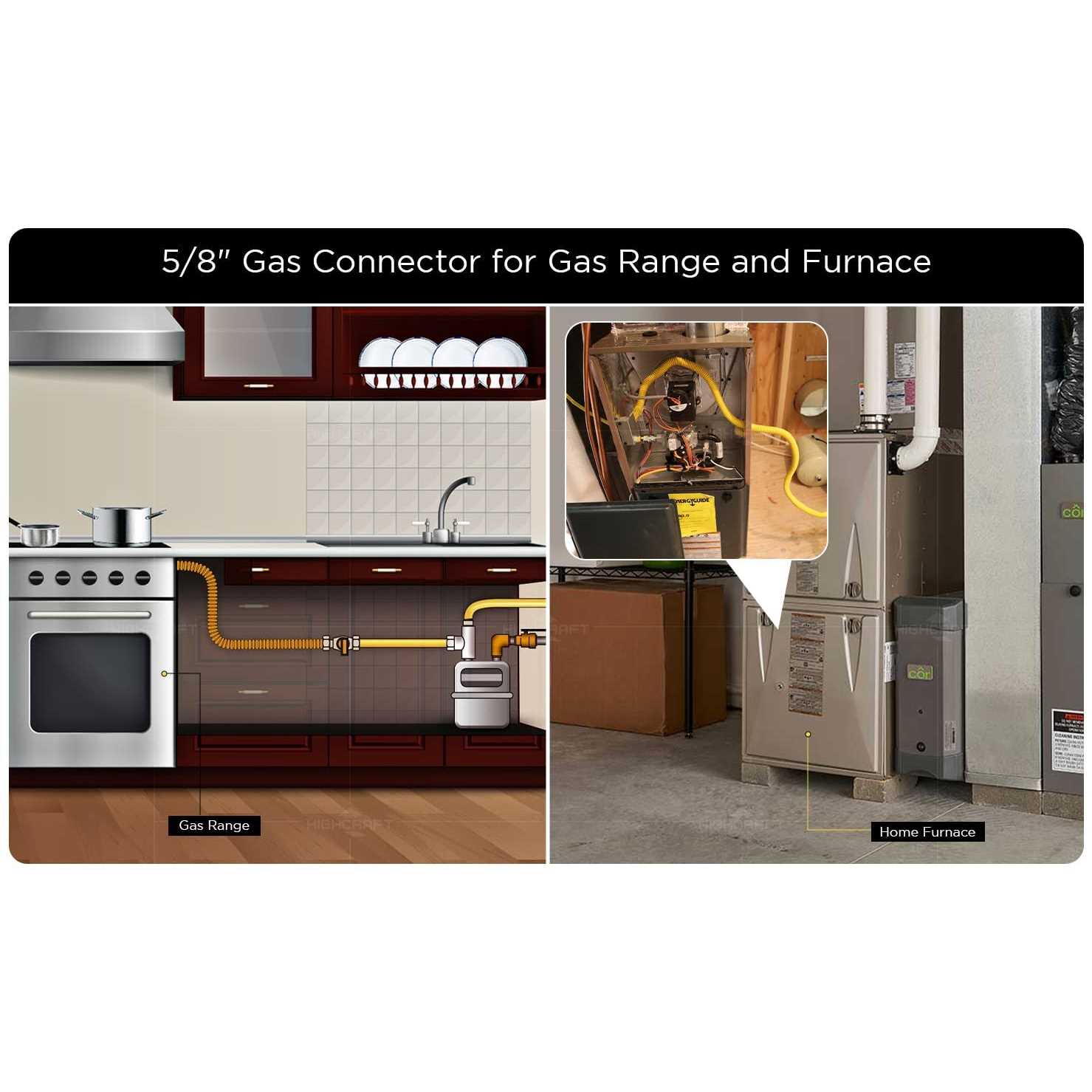 The Plumber’s Choice Flexible Gas Connector Yellow Coated Stainless Steel Heater - MT - Mrs Treak