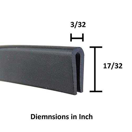 M M SEALS Black U Channel Edge Trim Seal EPDM 17/32 high x 3/32 Wide - MT - Mrs Treak