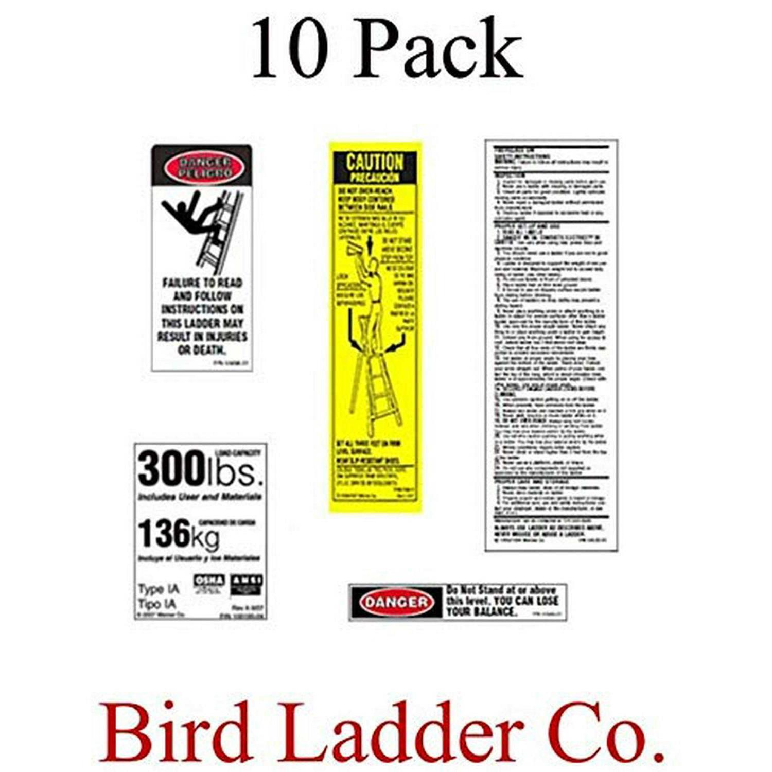 Werner 300 LB Fiberglass Step Ladder Label Kits - MT - Mrs Treak