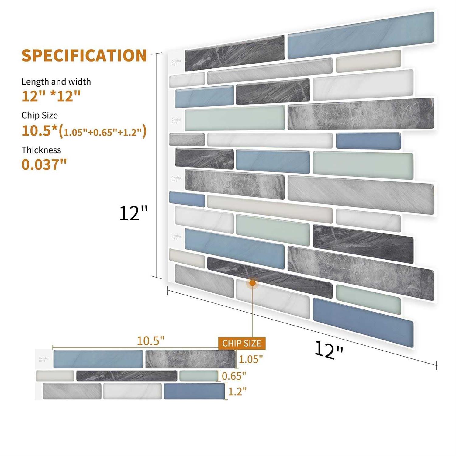 WOWSTAR 10-Sheet Peel and Stick Tiles - MT - Mrs Treak