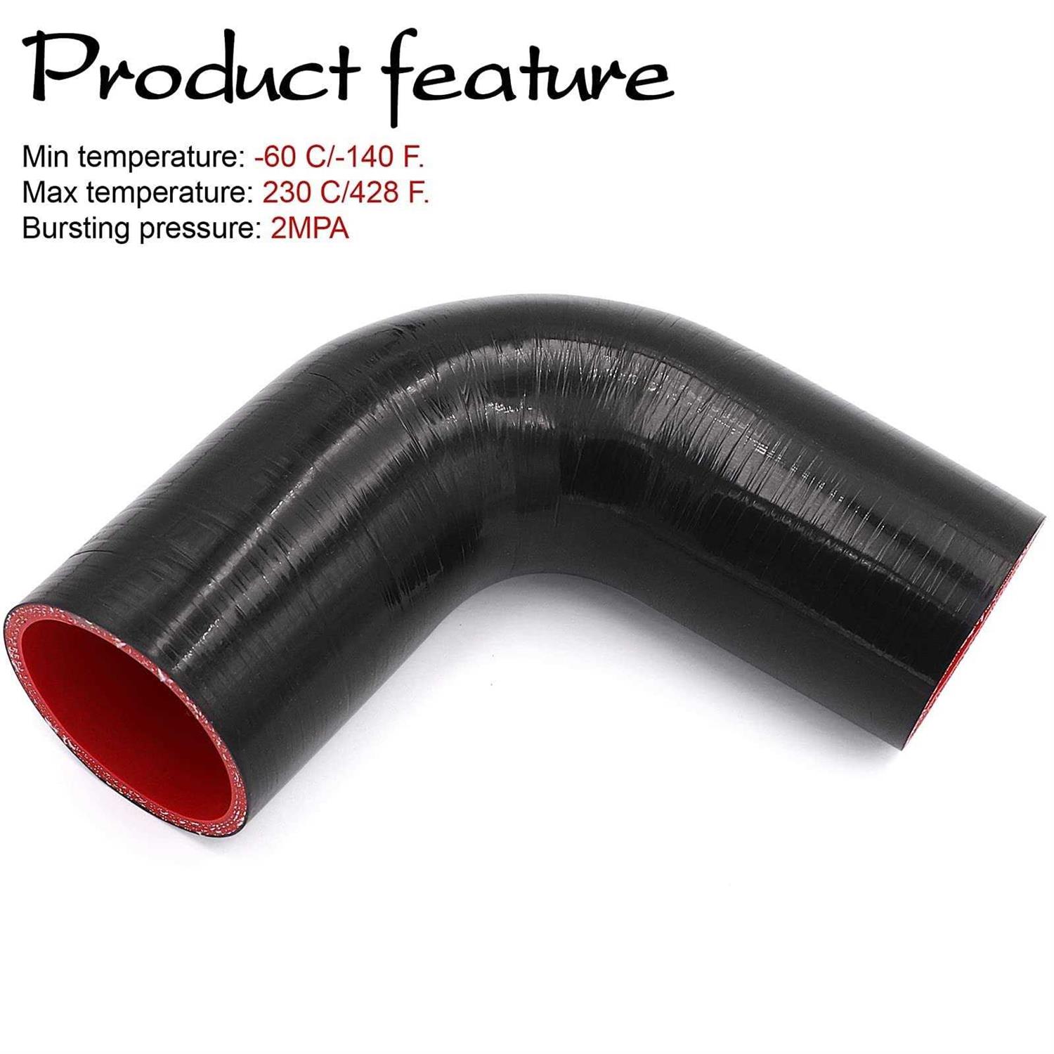 TuoLauthon 4-Ply 90 Degree Elbow Coupler Silicone Hose Length 102mm Thickness 5mm with 2 T-Bolt - MT - Mrs Treak