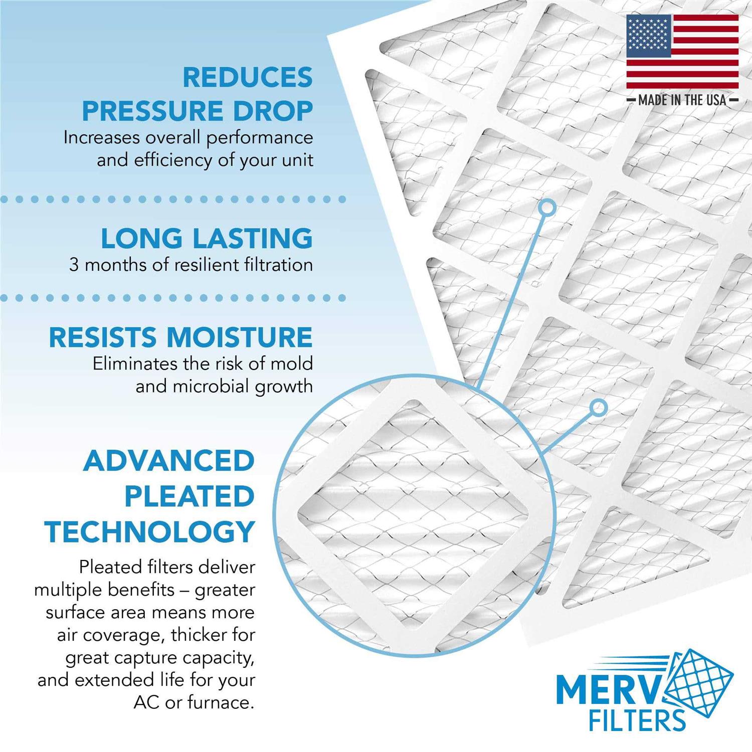 MERV Pleated AC Furnace Air Filters. 6 Pack - MT - Mrs Treak