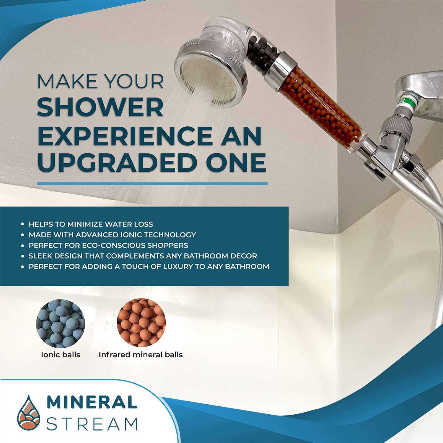 Mineral Stream Ionic Shower Head + Hose - MT - Mrs Treak