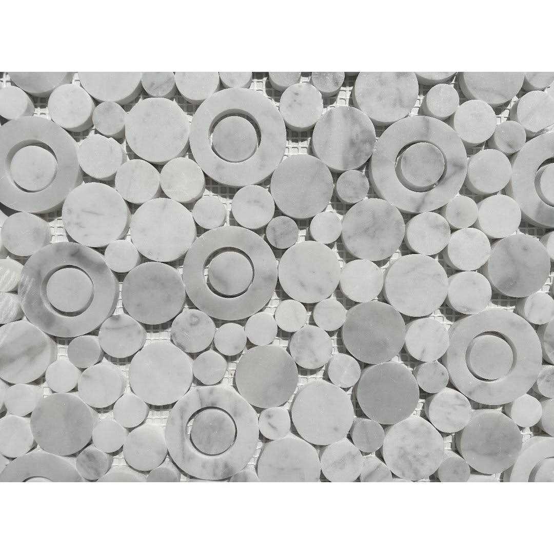 Marble Online Carrara Venato Marble Daisy Flower Mosaic Tile - MT - Mrs Treak