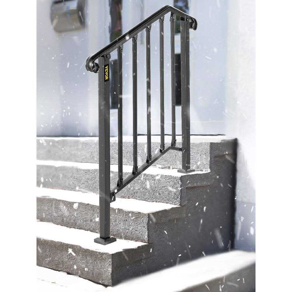 VEVOR 2 ft. Handrails for Outdoor Steps Fit 2 or 3 Steps Outdoor Stair Railing Wrought Iron Handrail with baluster - MT - Mrs Treak