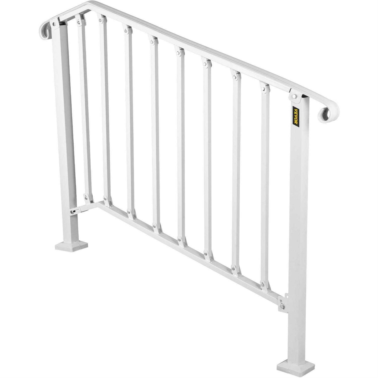 VEVOR 3 ft. Handrails for Outdoor Steps Fit 3 or 4 Steps Outdoor Stair Railing Wrought Iron Handrail with baluster LTFS3H4BBSTL00001V0 - MT - Mrs Treak