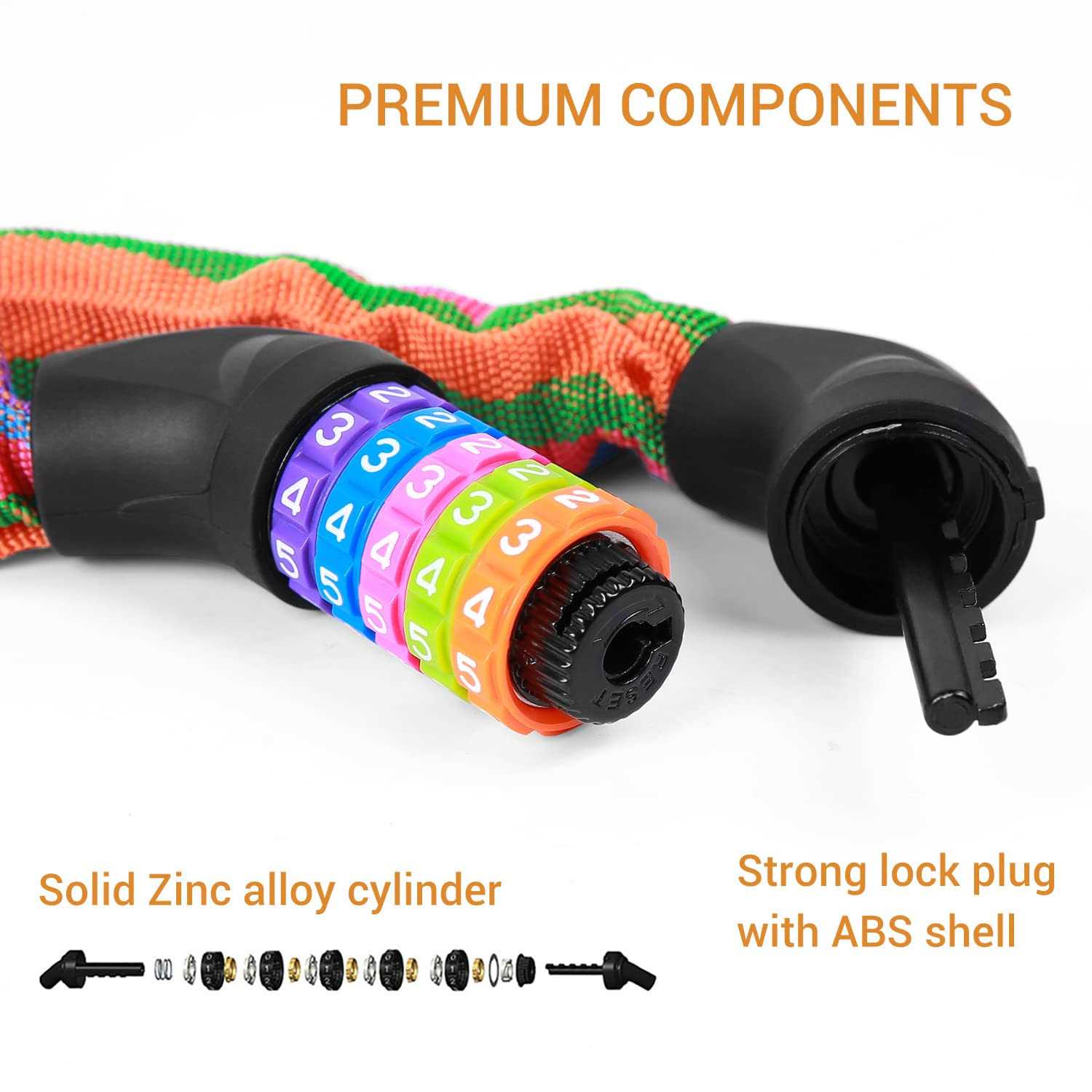 Sportneer Bicycle Chain Lock 5-Digit Resettable Combination Anti-Theft Bike Locks - MT - Mrs Treak